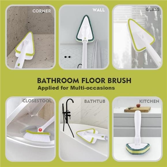 2 in 1 Cleaning Brush Tub & Tile Scrubber Brush Sponge with 46''Extendable Long - Picture 6 of 7